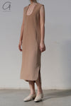 mame kurogouchi deep neck sleeveless dress MM22SS DR024 beige